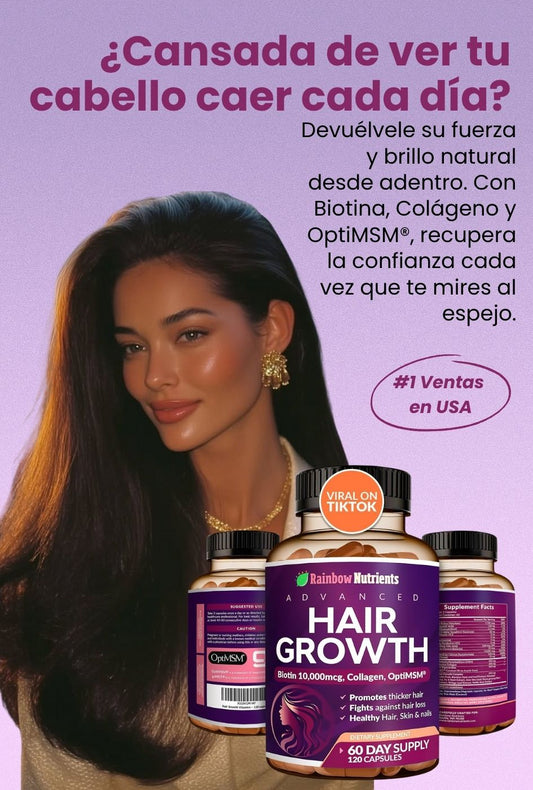 ADVANCE HAIR GROWTH - Fórmula Premium para Cabello, Piel y Uñas (120 Cápsulas)